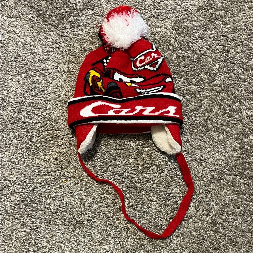 Disney Cars‎ Red & Black Infant Winter Hat with Pompom